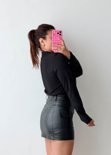 Size XS-S Black Deep Plunge Collar Bodysuit