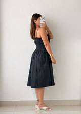 Size S-M Black Halter Smocked Midi Dress