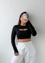 Size XS-S Black Cutout Crop Top
