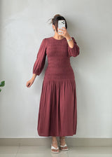 Size S-M Burgundy Smocked Maxi Dress