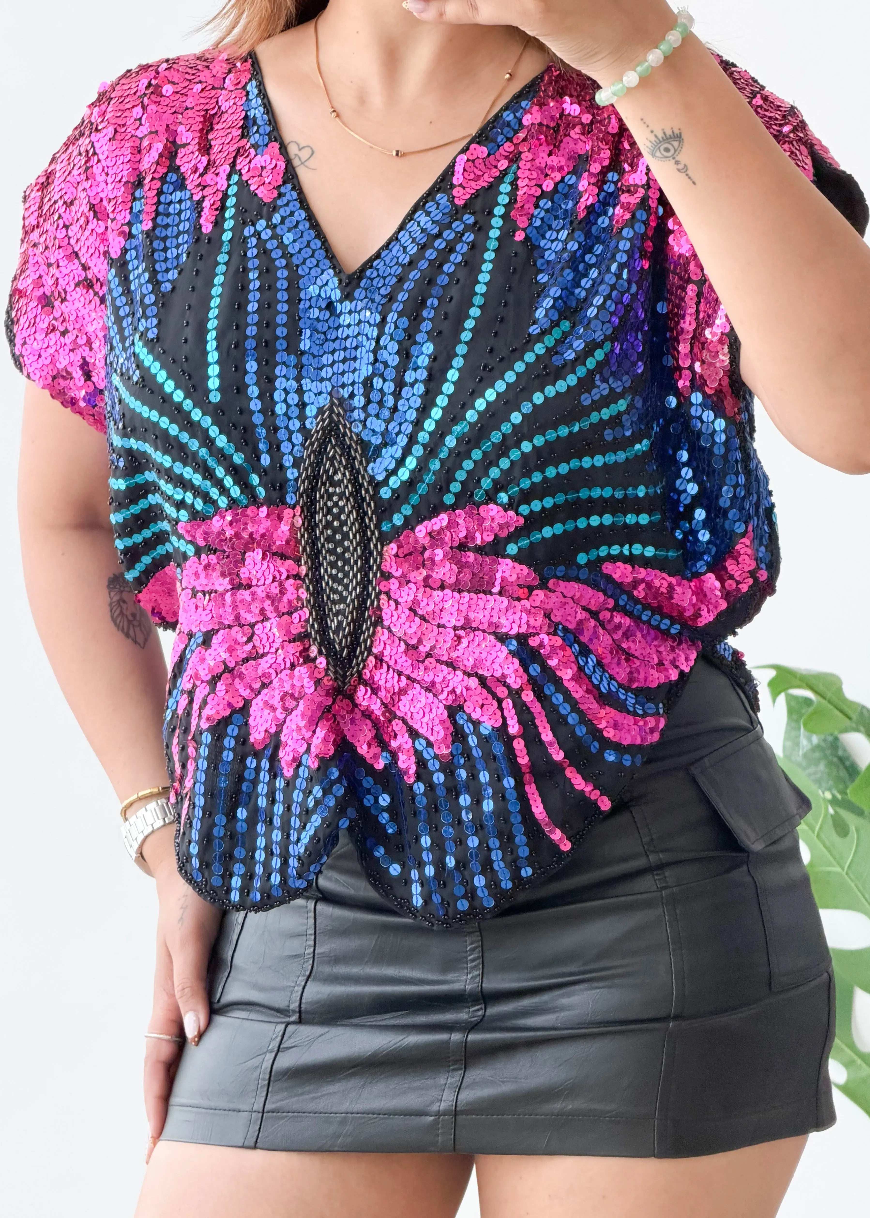 Size S-M, Multicolor Sequin Statement Top