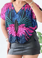 Size S-M, Multicolor Sequin Statement Top