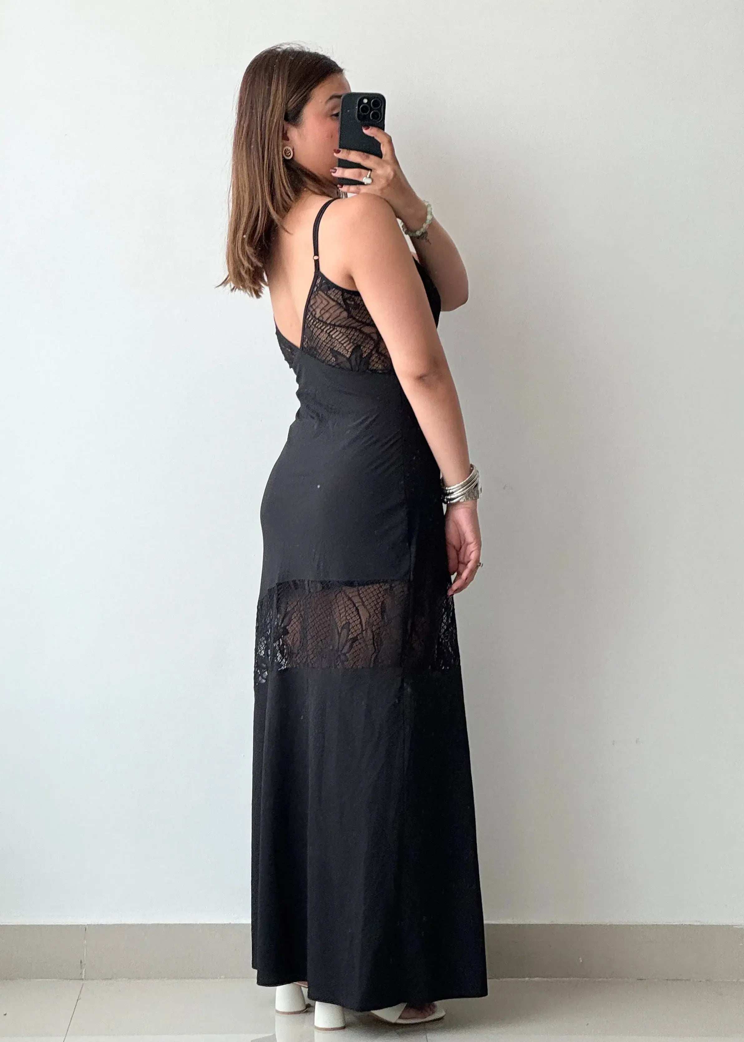 SIZE S-M, Georgette with Net Maxi Dress - Closet by Payal