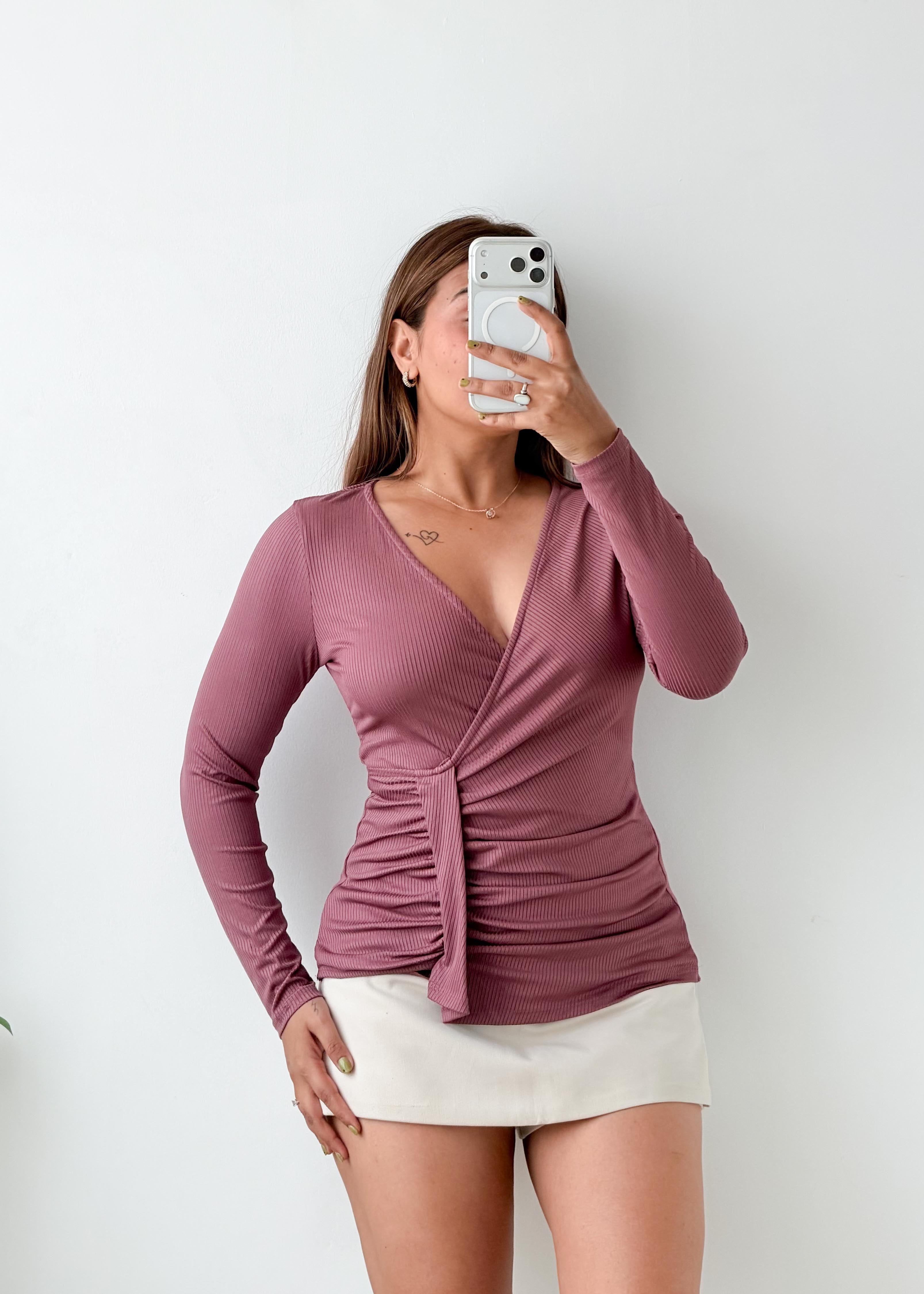 Size M-L Mauve Wrap Top