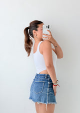 Size XS White Square Neck Cut-Out Bodysuit