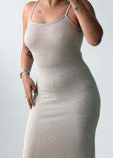 Size XS-S Beige Bodycon Maxi Dress