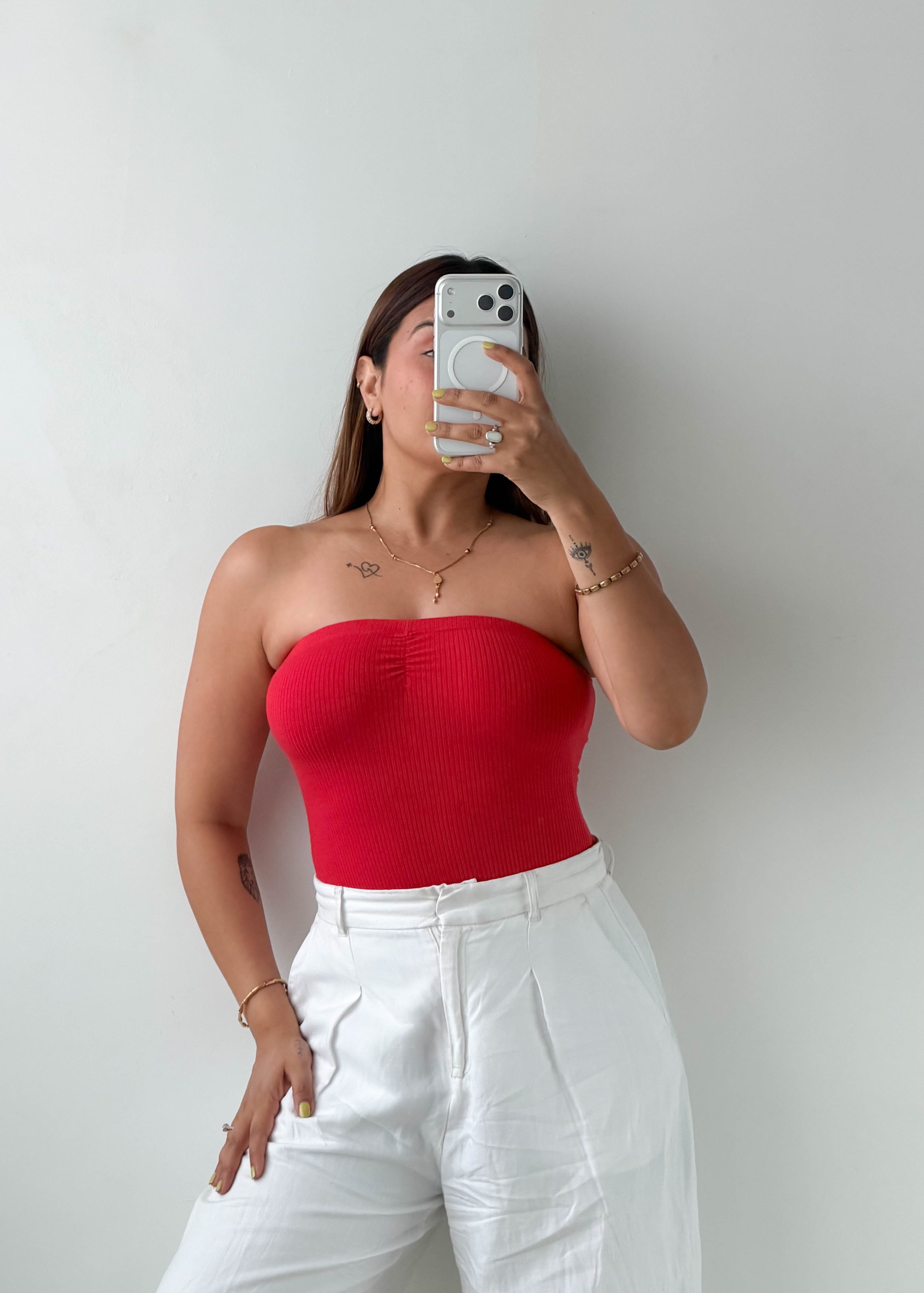 Size XS-S Red Bandeau Bodysuit