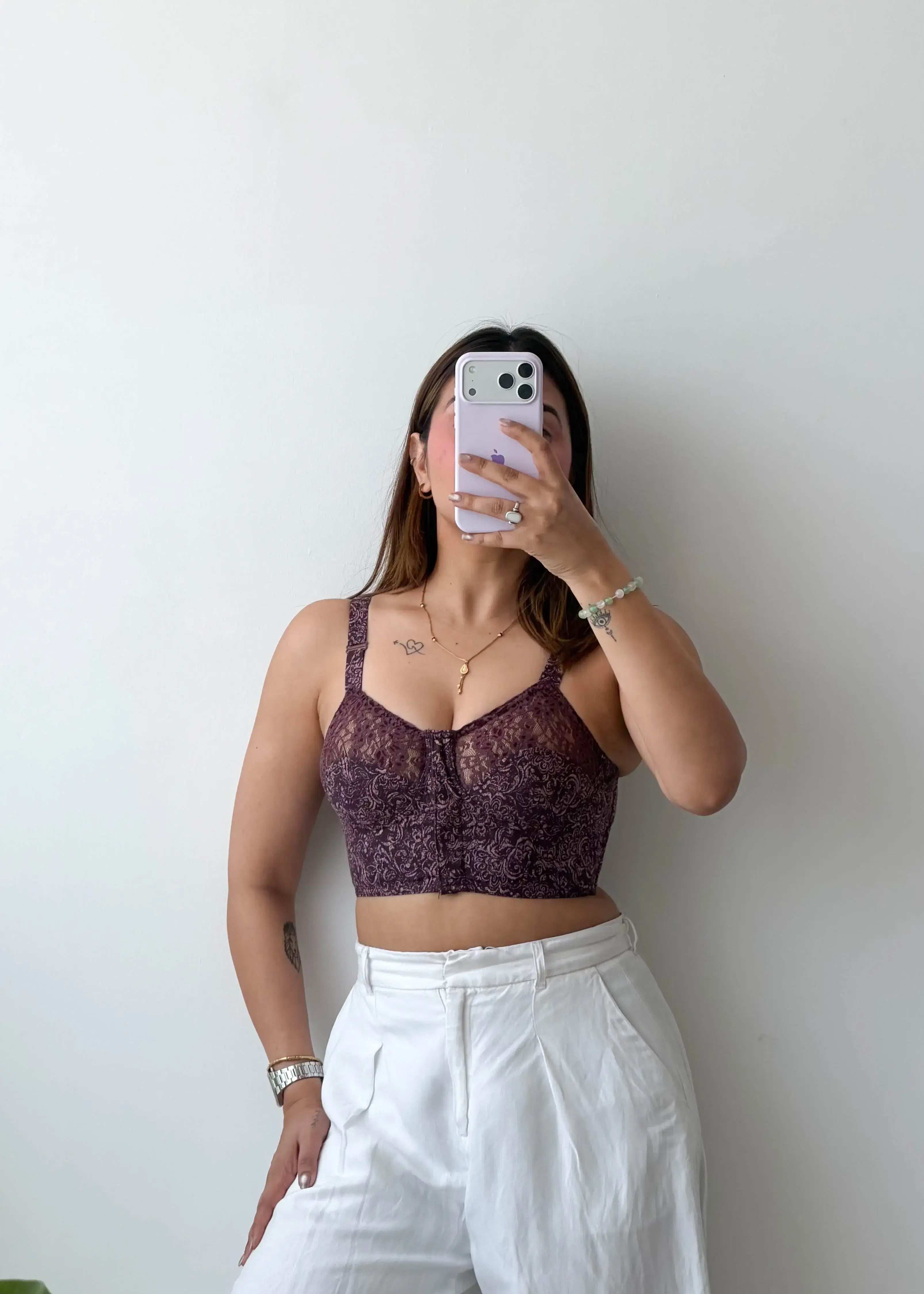 Size XS-S Maroon Lace Bralette Top