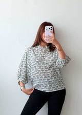 Size S-M White Printed Top