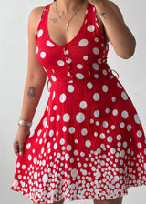Size XS-S Red Polka Dot Fit & Flare Dress