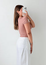 Size XS-S Dusty Rose Square Neck Top