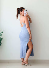 Size S-M Blue Cut-Out Maxi Dress
