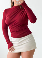 Size S-M Burgundy Draped Top