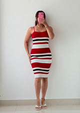 Size XS-S Red Stripe Bodycon Midi Dress