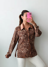 Size S-M Brown Vintage Floral Shirt