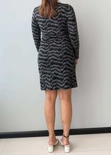 Size M-L, Black Zebra Pattern Wrap Mini Dress - Closet by Payal