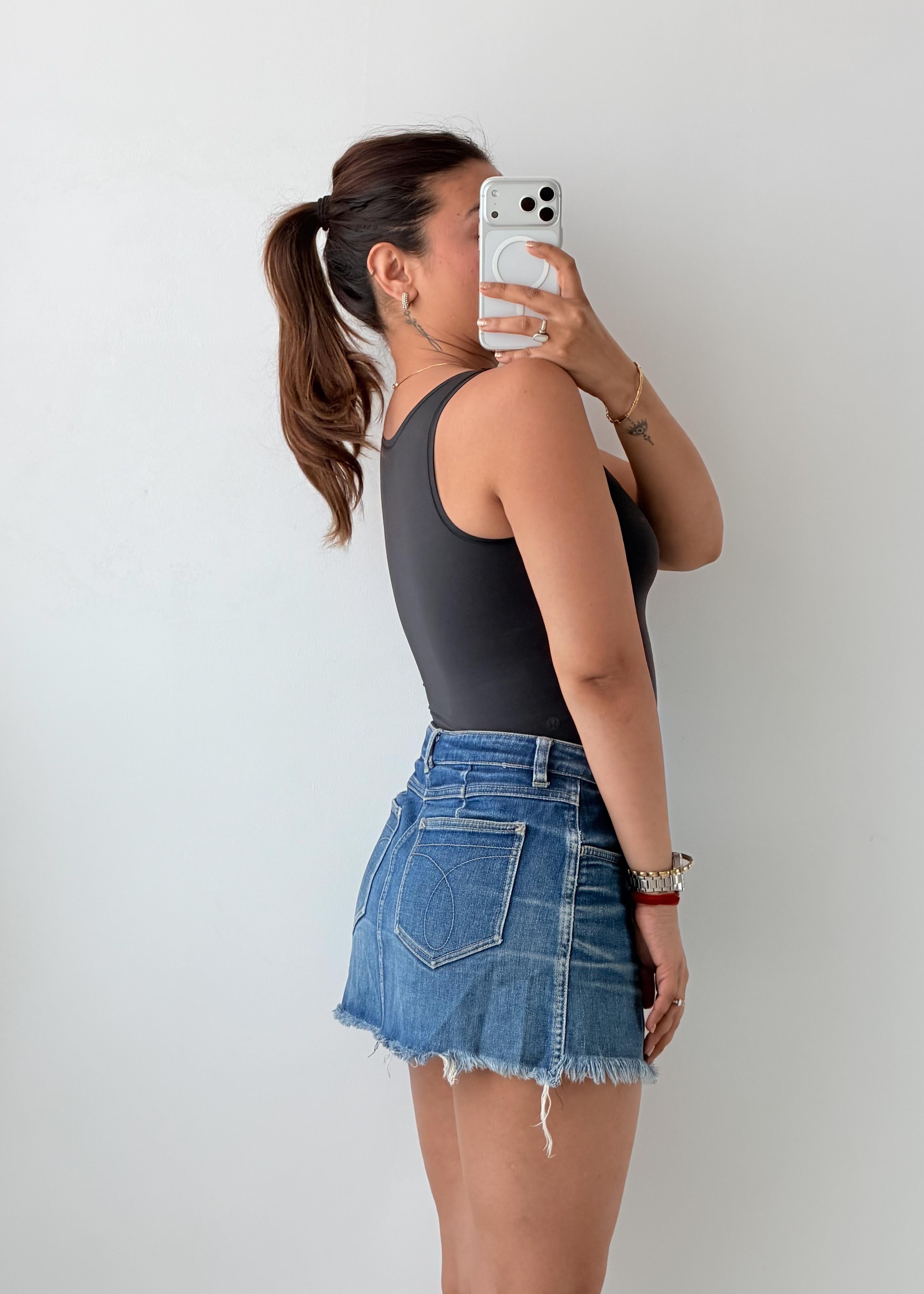 Size XS-S Black Square Neck Bodysuit