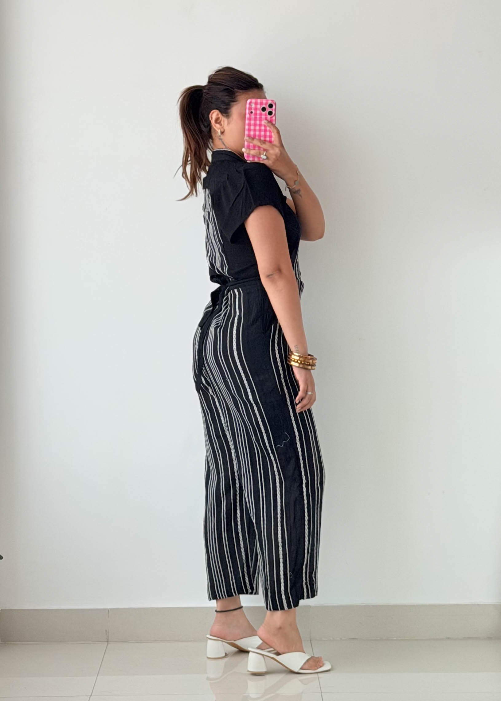 Size XS-S Black Striped Jumpsuit
