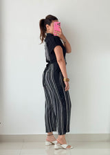 Size XS-S Black Striped Jumpsuit