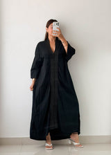 Size M-XL Black Embroidered Kaftan Dress