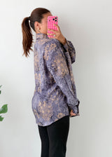 Size L-XL Blue Abstract Print Shirt