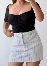 Size M-L Black Ruched Sweetheart Bodysuit