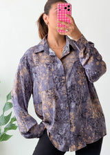 Size L-XL Blue Abstract Print Shirt