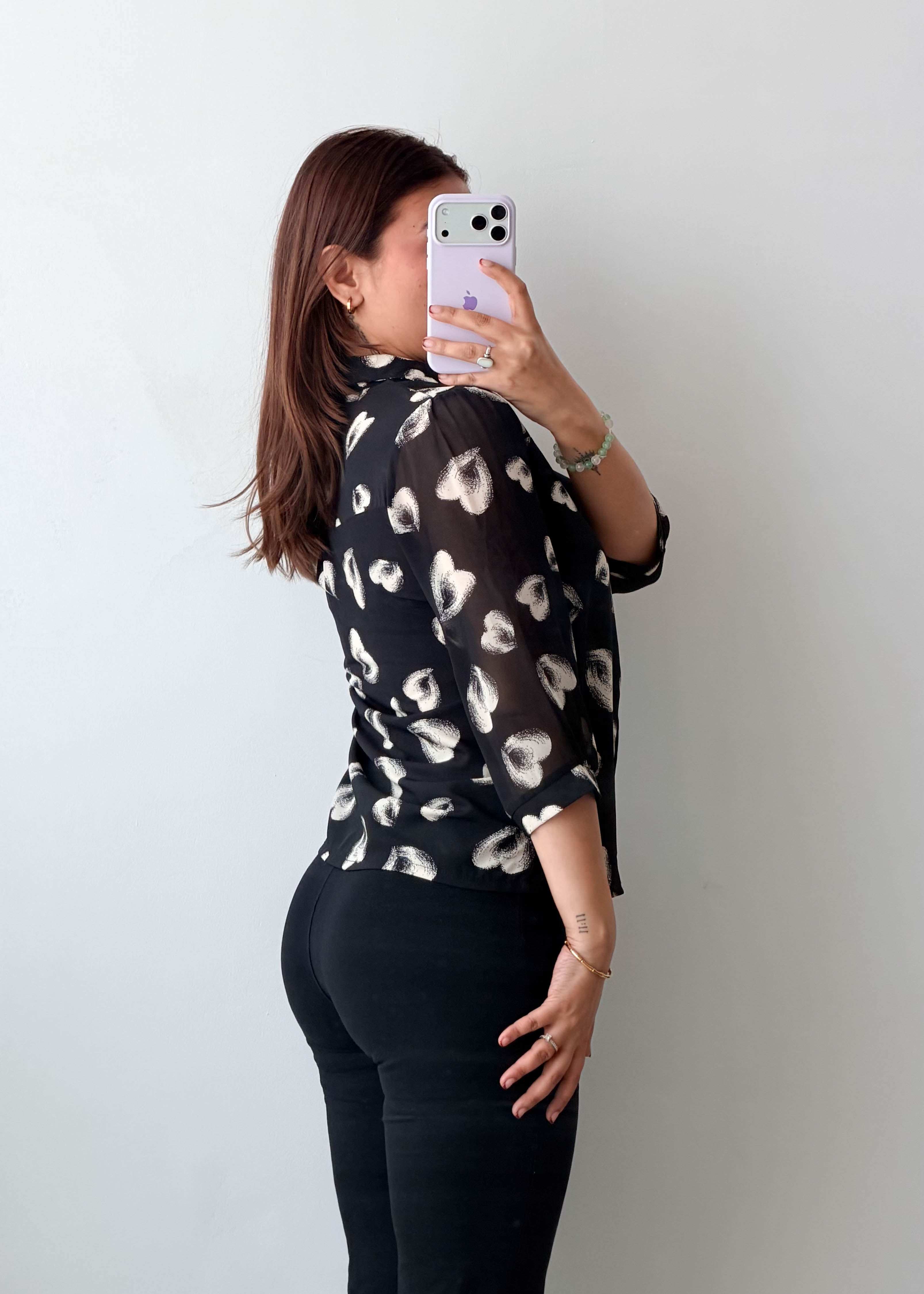 XS-S Black Abstract Printed Shirt