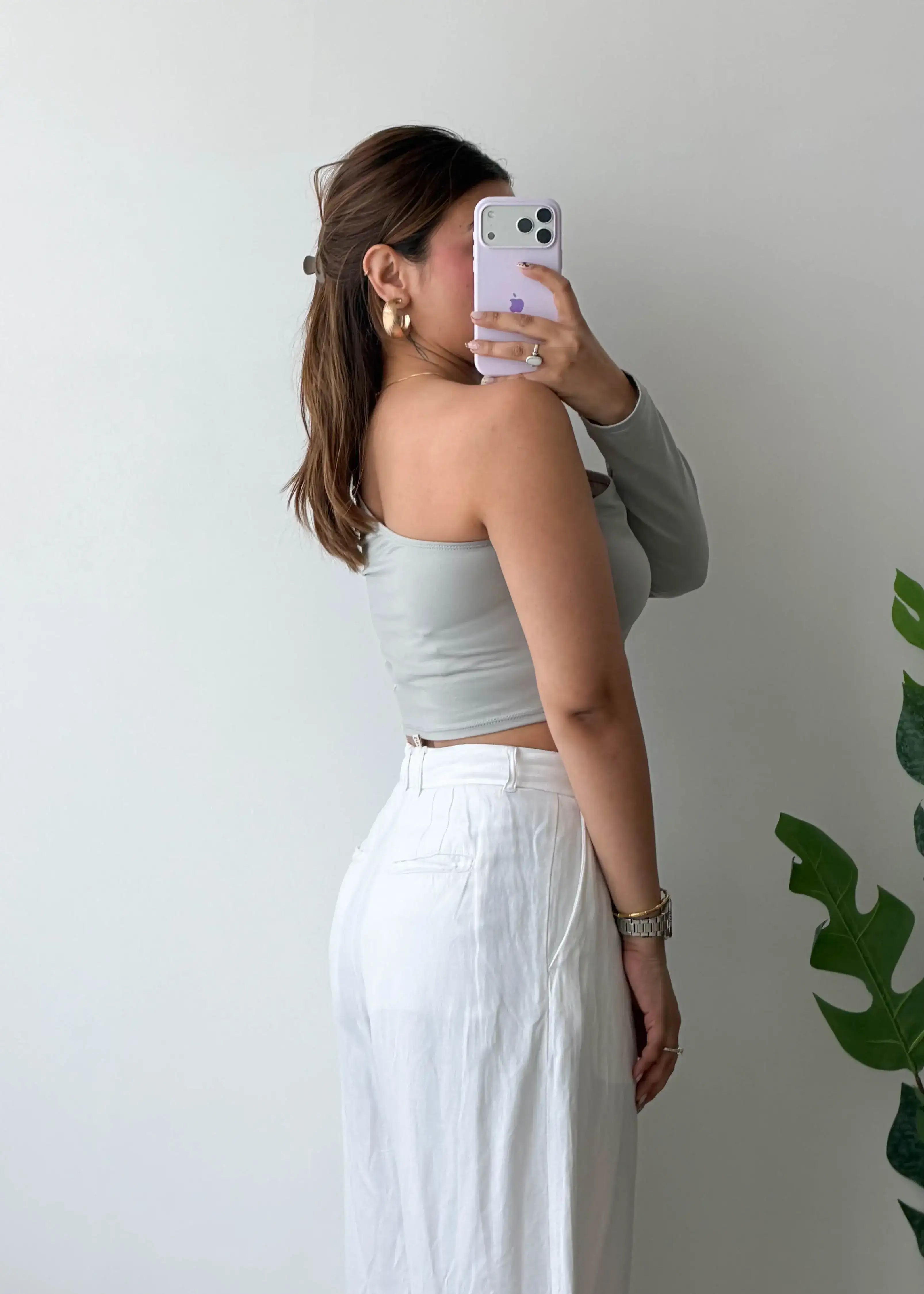 Size M-L, Sage One-Shoulder Cutout Top