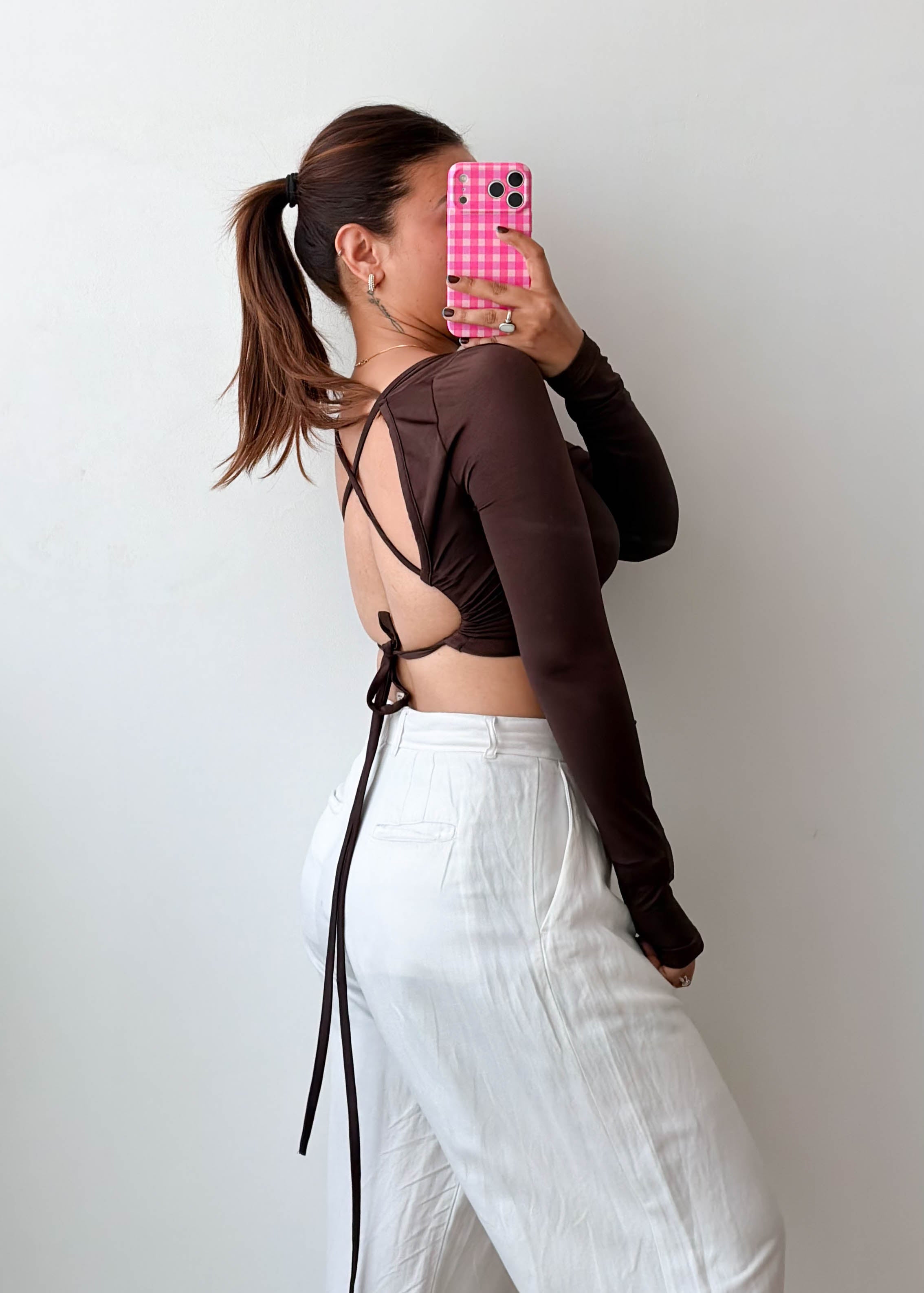 Size XS-S Chocolate Open Back Top