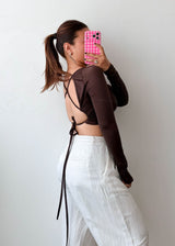 Size XS-S Chocolate Open Back Top