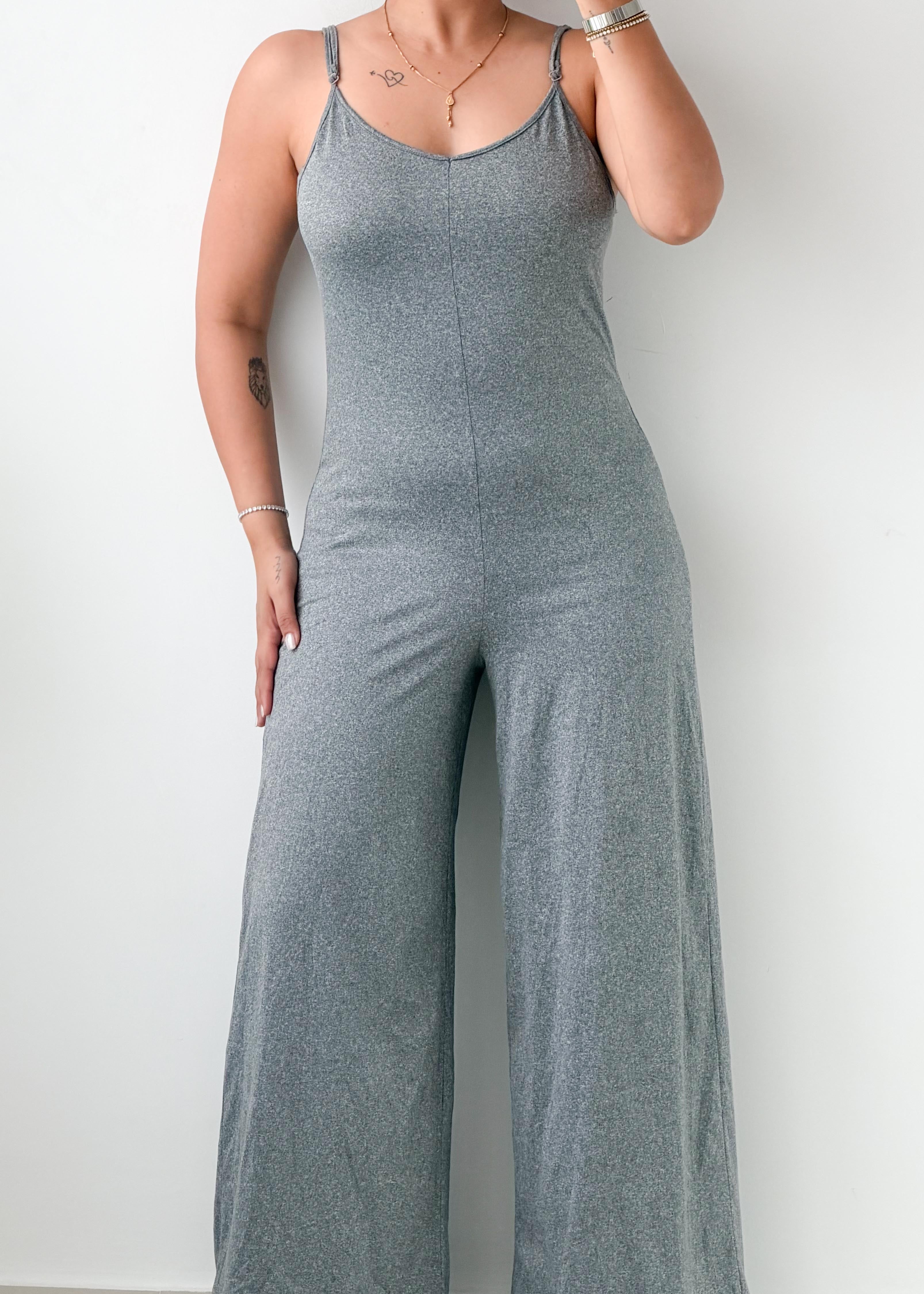 Size S-M Grey Wide-Leg Jumpsuit