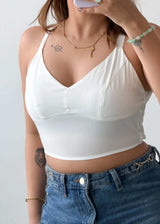 Size M White Basic Crop Top
