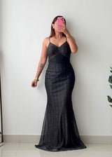 Size S-M Black Shimmer Maxi Dress