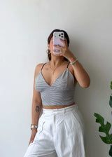 Size M, Grey Bralette Style Crop Top