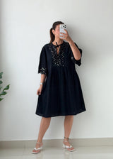 Size 2XL-3XL Black Embellished Mini Dress