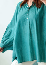 Size M-XL Teal Crinkled Oversized Top