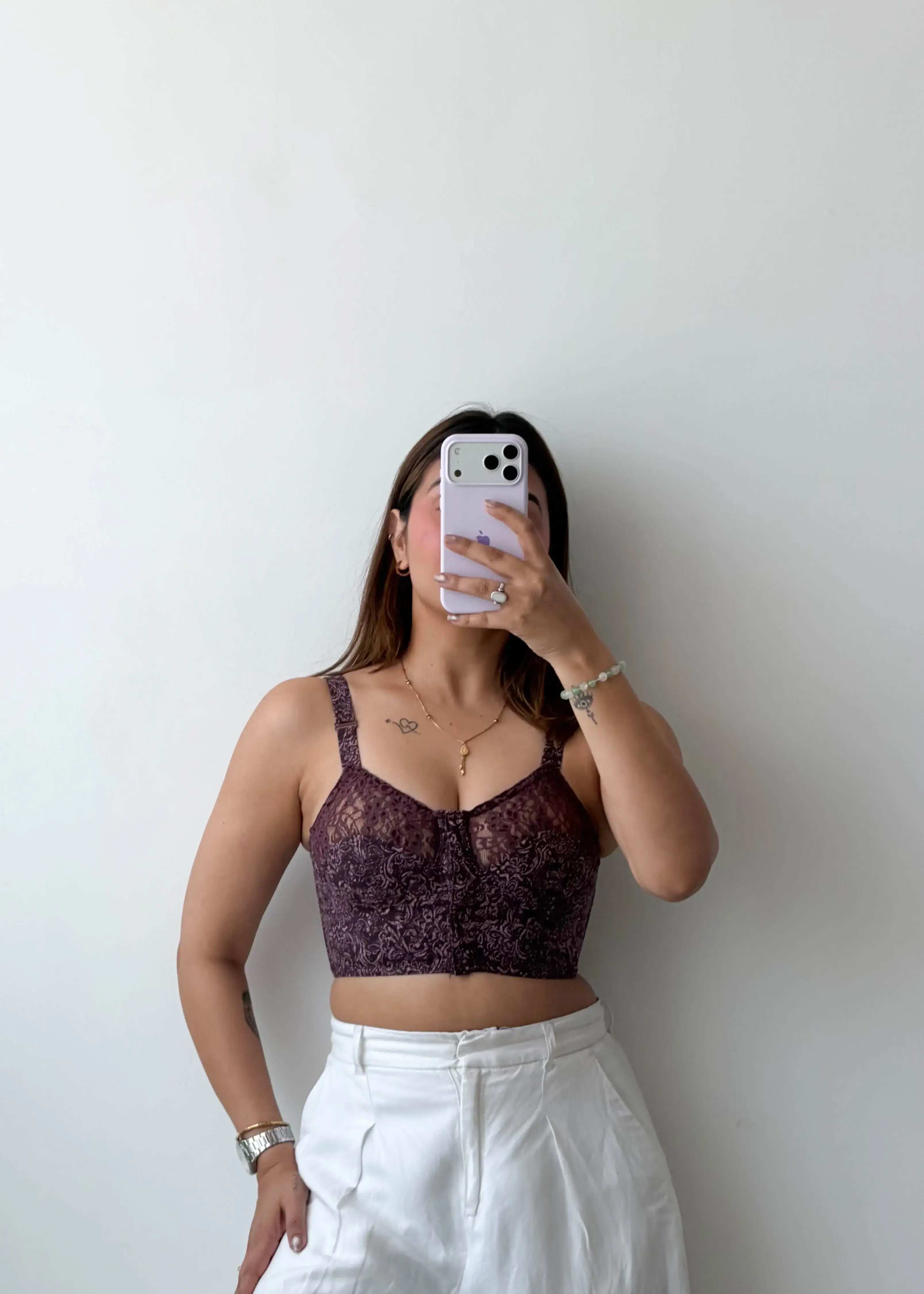 Size XS-S Maroon Lace Bralette Top