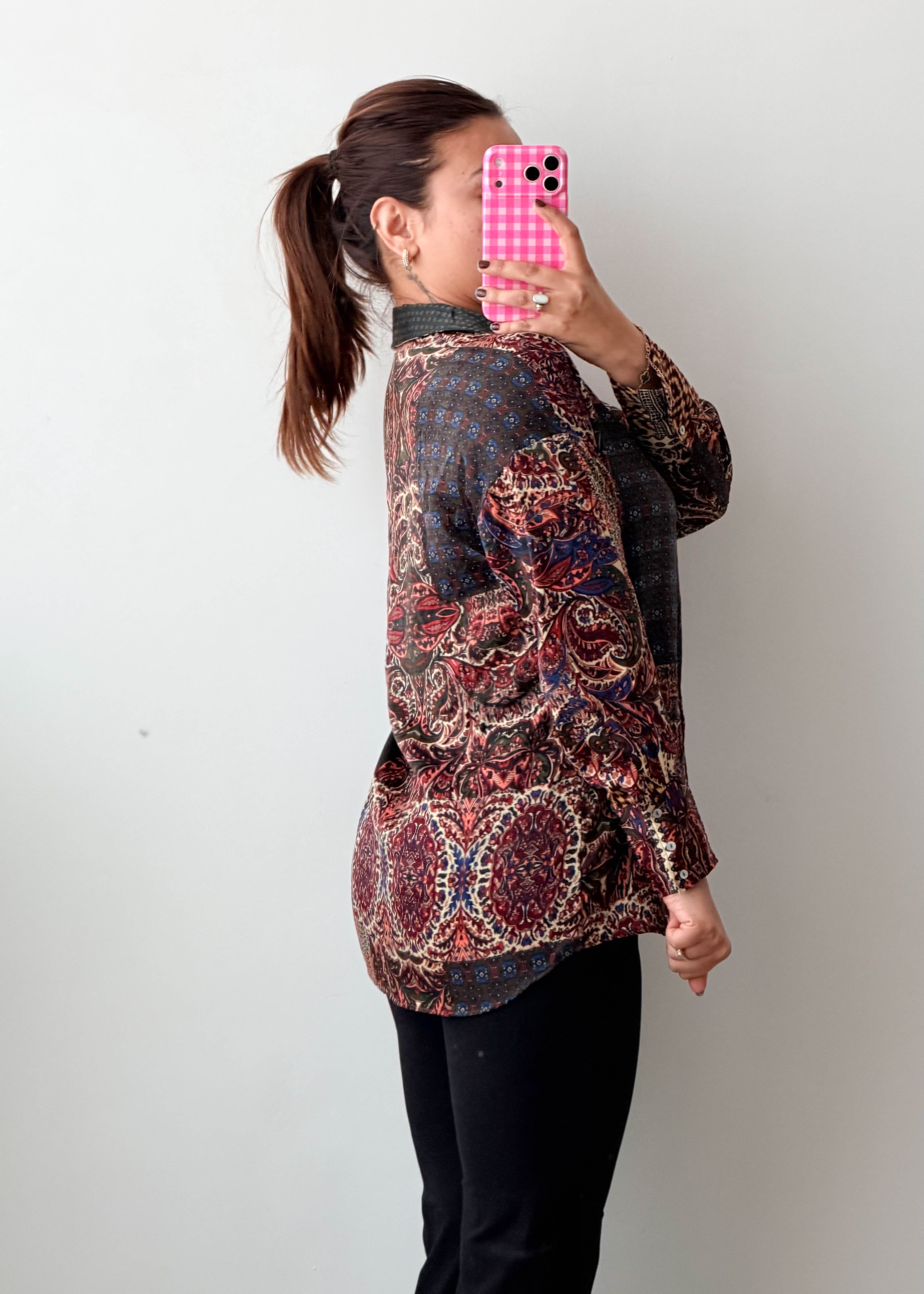 Size S-M Multicolor Paisley Print Shirt Top
