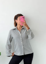 Size S-M Sage Gingham Shirt