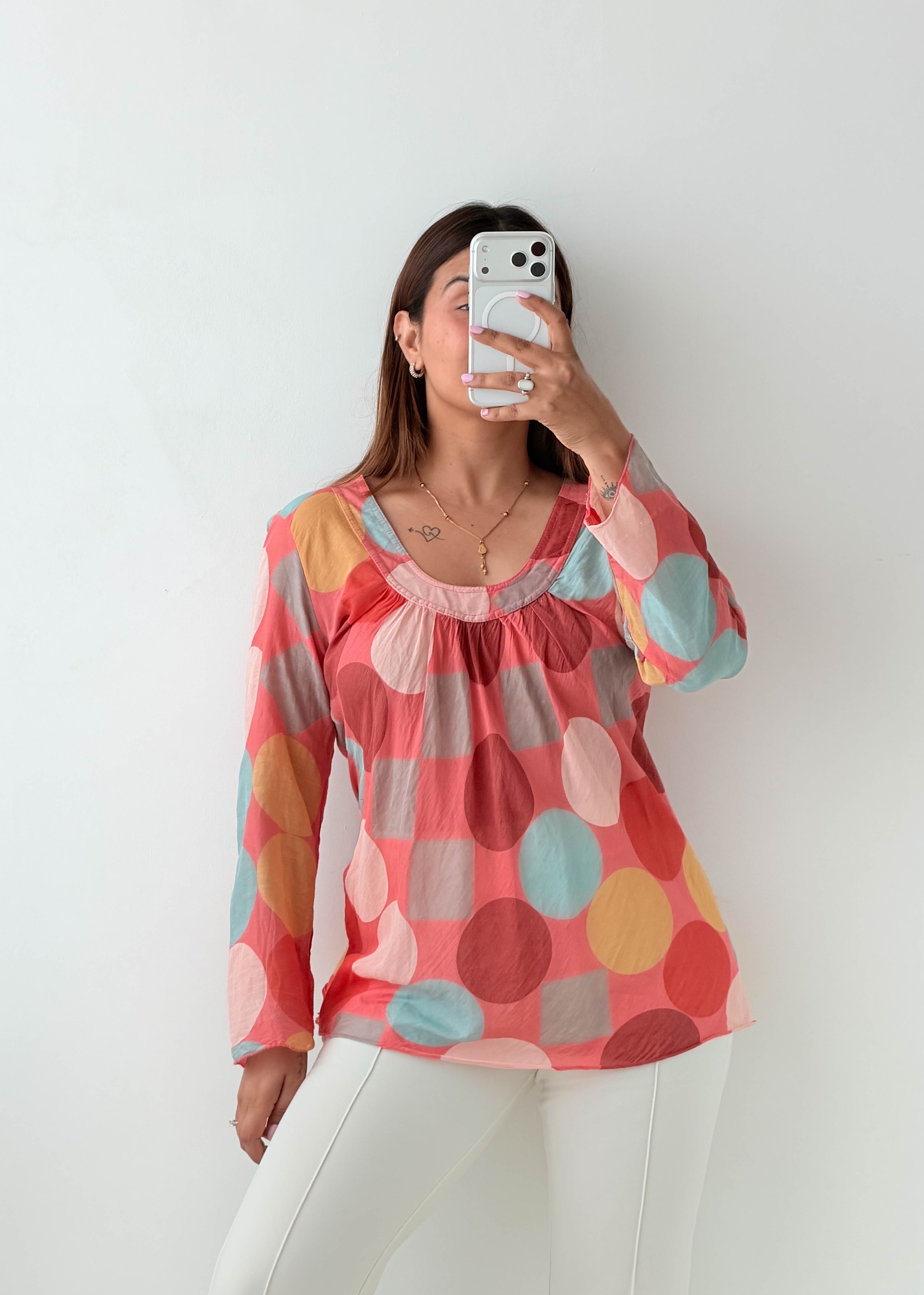 Size S-M Multicolor Polka Dot Top