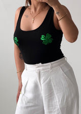 Size M Black Clover Embellished Bodysuit