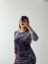 Size XS-S, Grey Velvet Bodycon Mini Dress