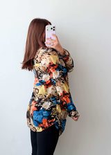 Size M-L Multicolor Floral Shirt Top
