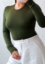 Size L Olive Green Full Sleeve Bodysuit