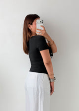 Size XS-S Black Sweetheart Ribbed Top