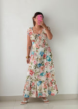 Size S-M White Floral Maxi Dress
