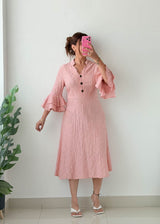 Size M-L Blush Pink Textured Midi Dress