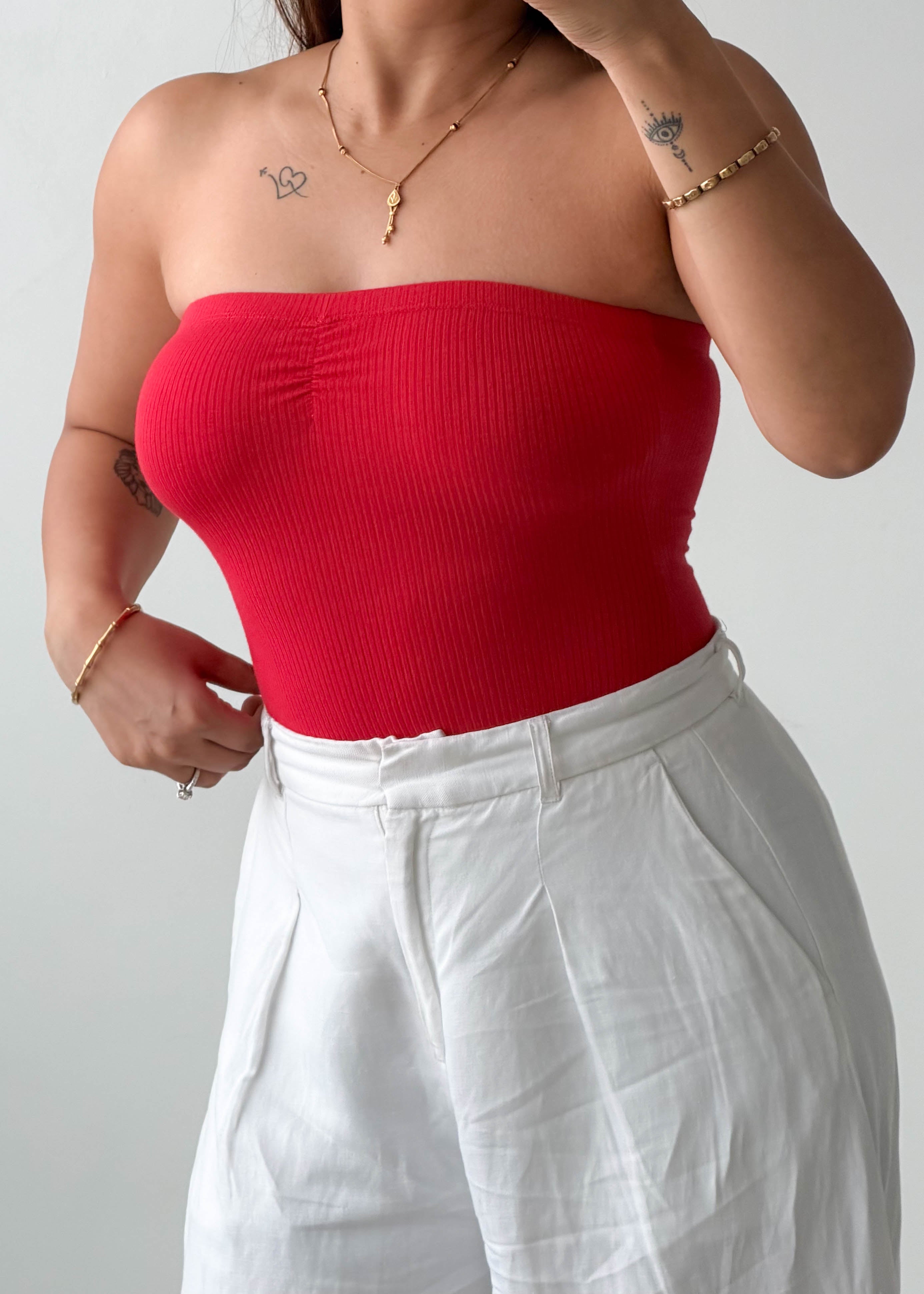 Size XS-S Red Bandeau Bodysuit