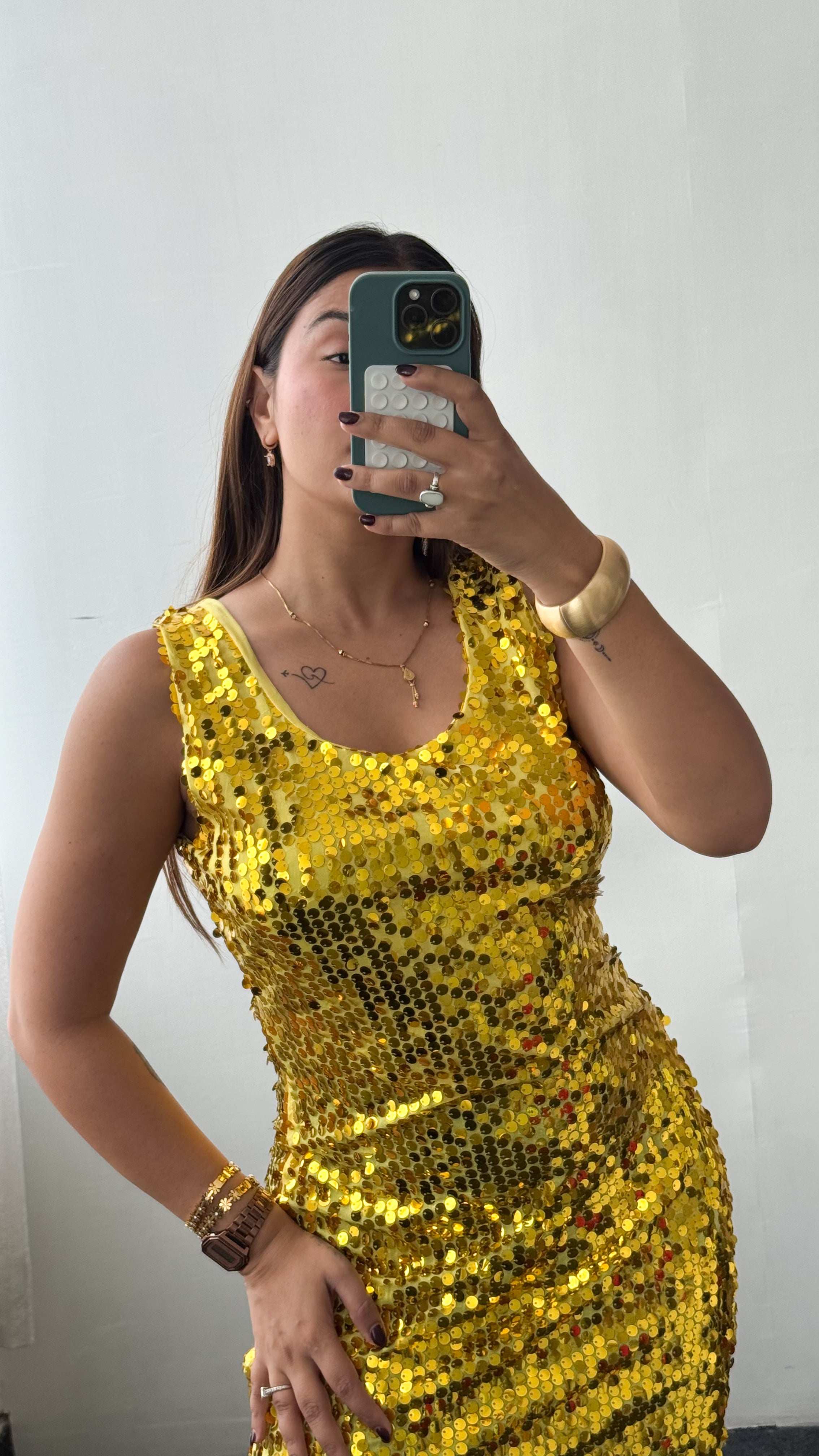 Size M-L Gold Sequin Party Mini Dress